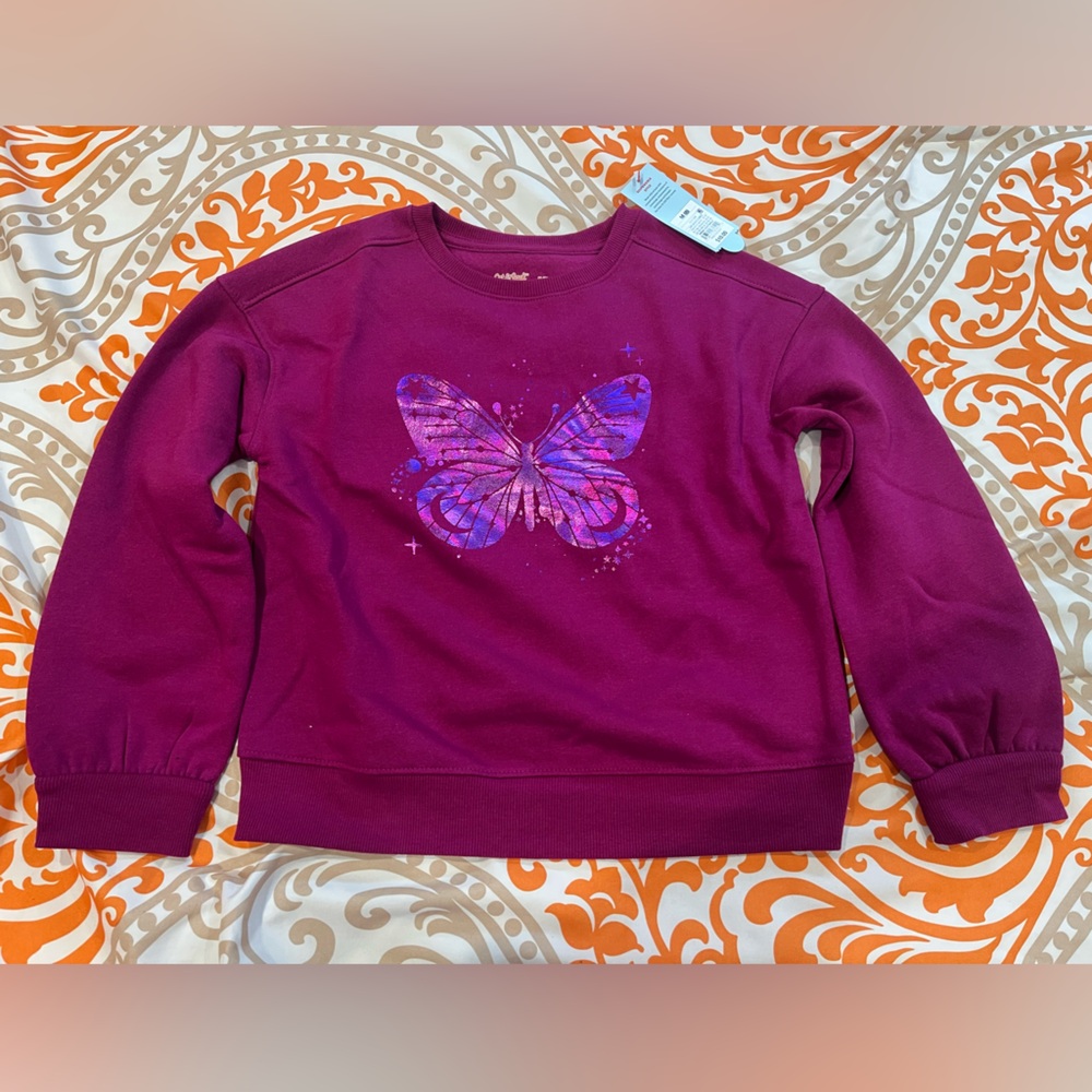 Cat & Jack Purple Butterfly Sweatshirt. Size Medium. New w/ Tag